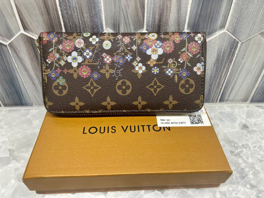 LV Brown Wallet w/Floral Mutli-Colored