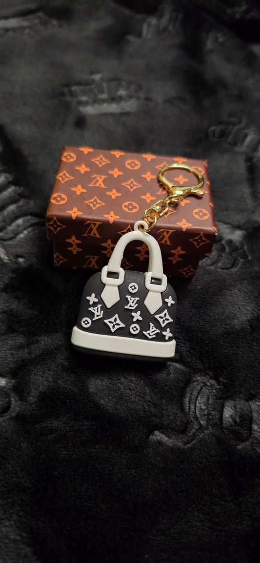 LV Black & White Purse Bag Charm
